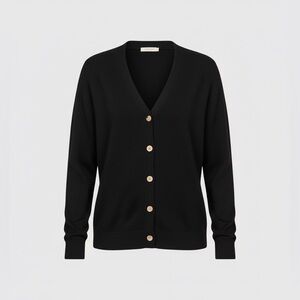 Ella Moss NWT Black Classic Button Up Cardigan Relaxed Boyfriend Fit Size Large